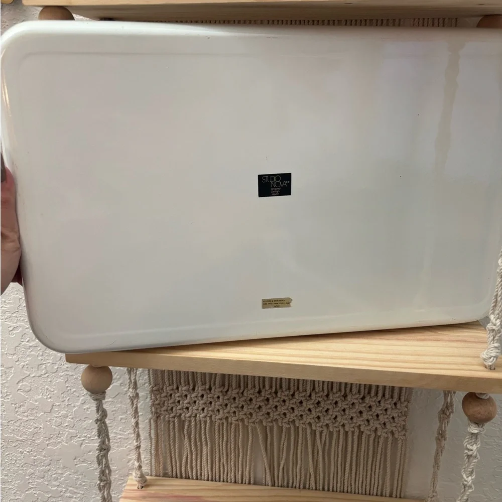 Vintage Studio Nova White Vanity Tray with Pastel Blue and Green Floral Accents